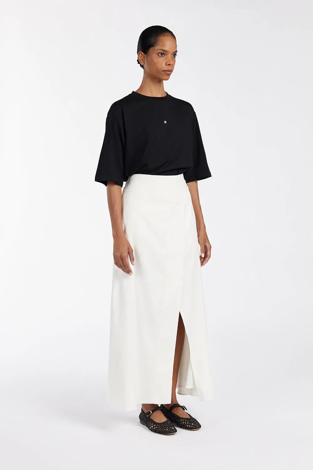 GEMMA OFF WHITE MIDI SKIRT