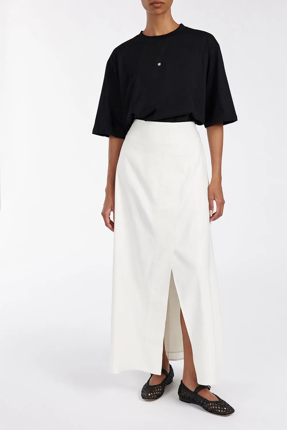 GEMMA OFF WHITE MIDI SKIRT