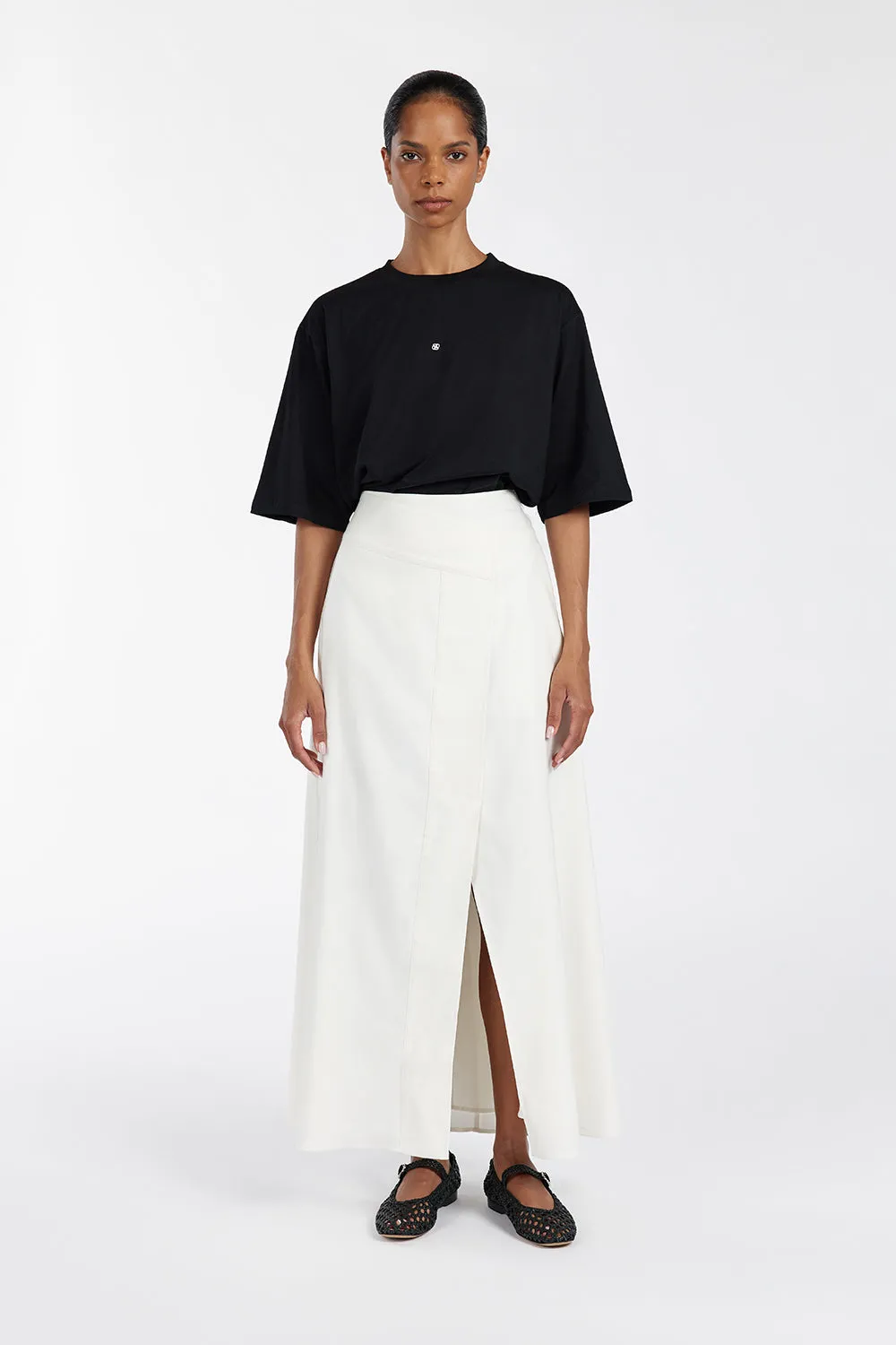 GEMMA OFF WHITE MIDI SKIRT