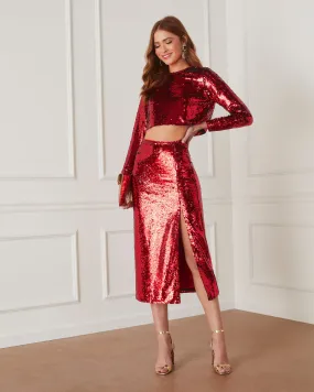 Gillian Sequin Midi Skirt