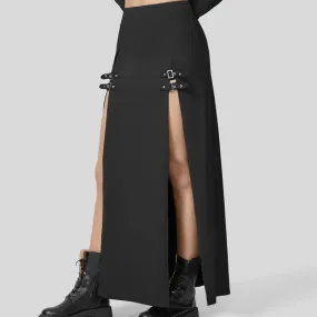 Girlary-shop cybergoth dress to impress Women's New High Slit Skirt Built-in Shorts High Elastic Anti-Exposure High Waist Skirt