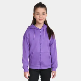 Girls Fleece Knitted Hooded Jacket Basic-D.Lavender