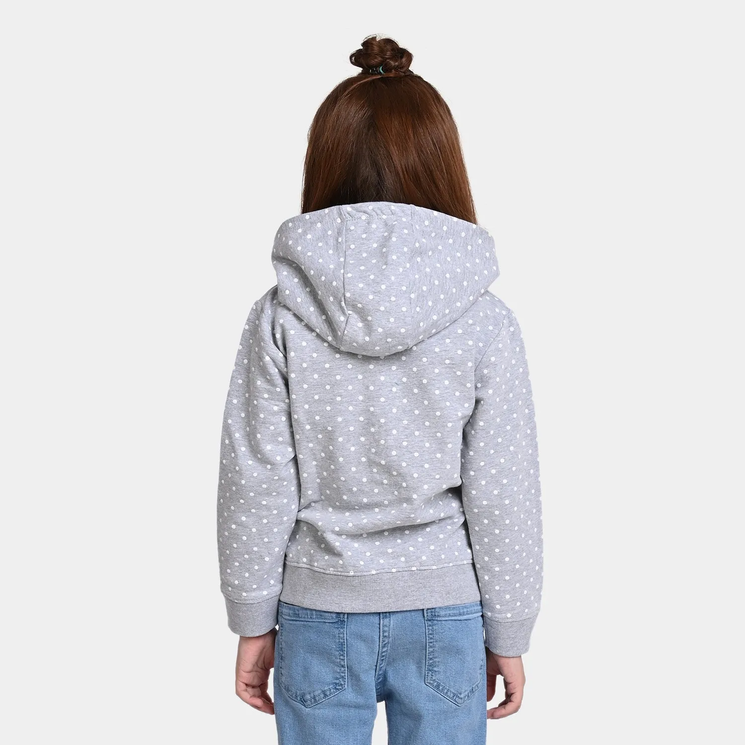 Girls Fleece Knitted Jacket Character-H.grey