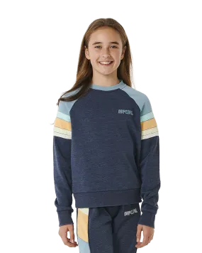 Girls Surf Revival Raglan Sweatshirt in Dark Navy