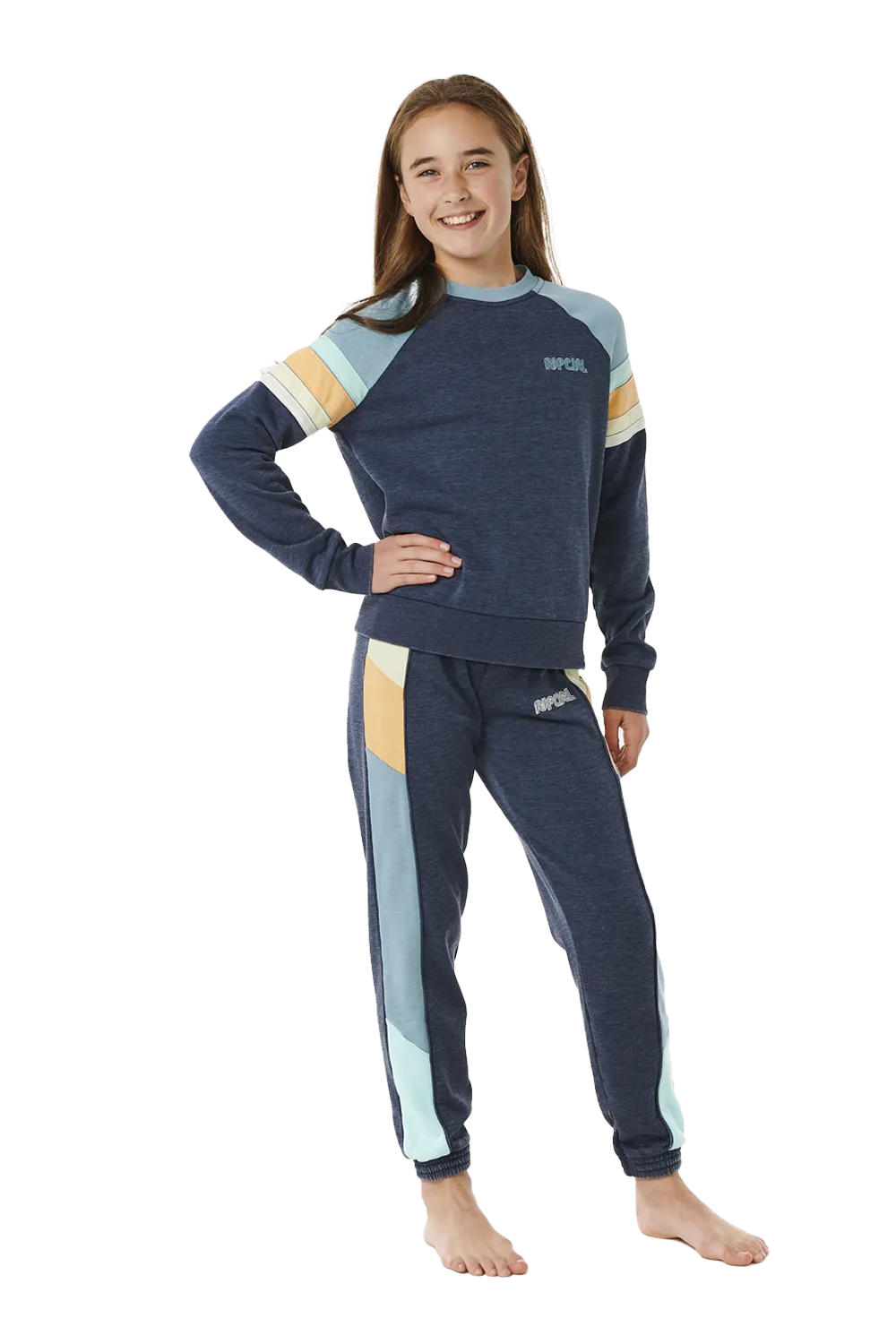 Girls Surf Revival Raglan Sweatshirt in Dark Navy