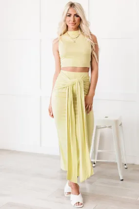 Haileen Two-Piece Skirt Set (Pale Lime)