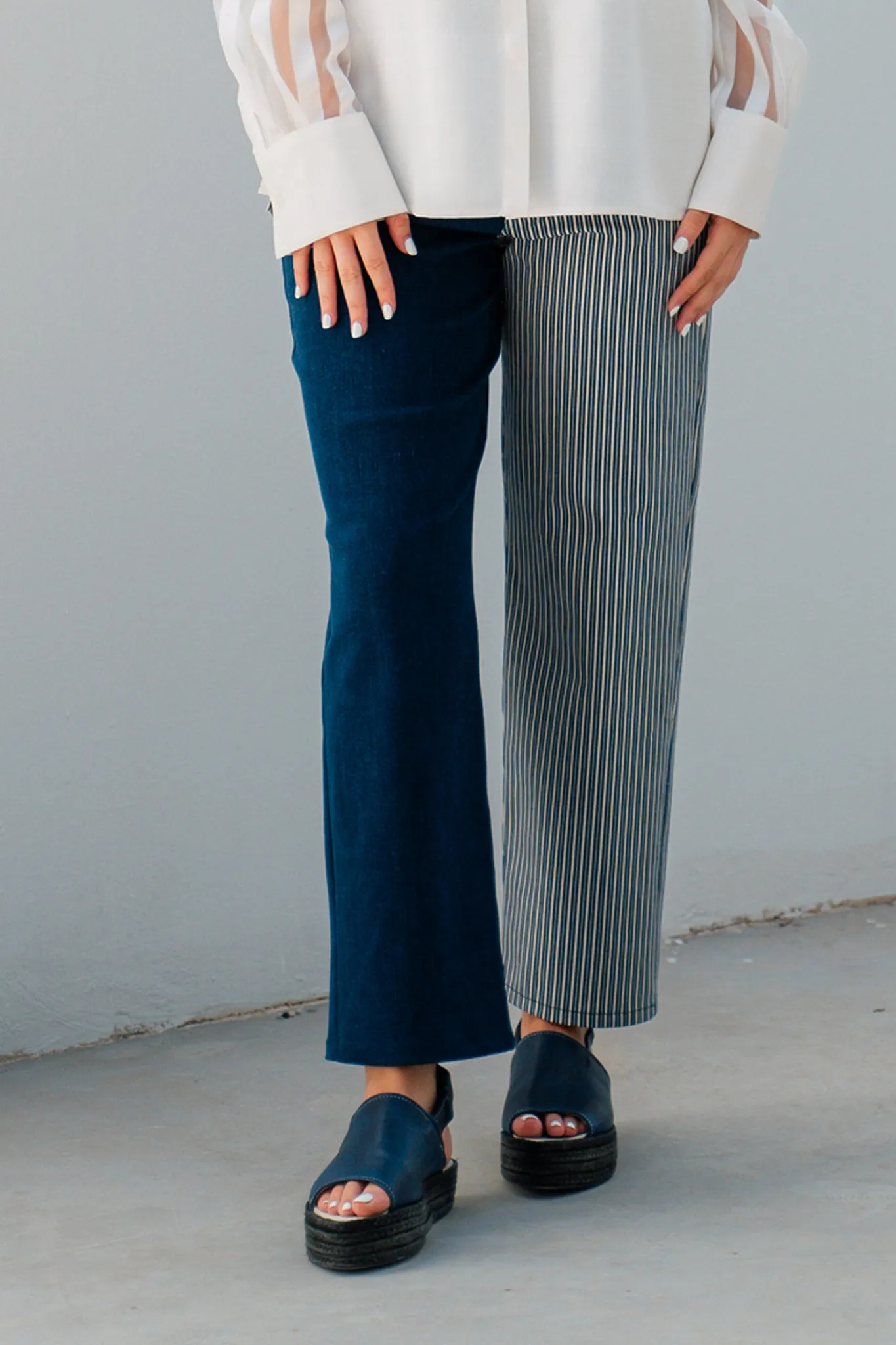 Half striped jeans