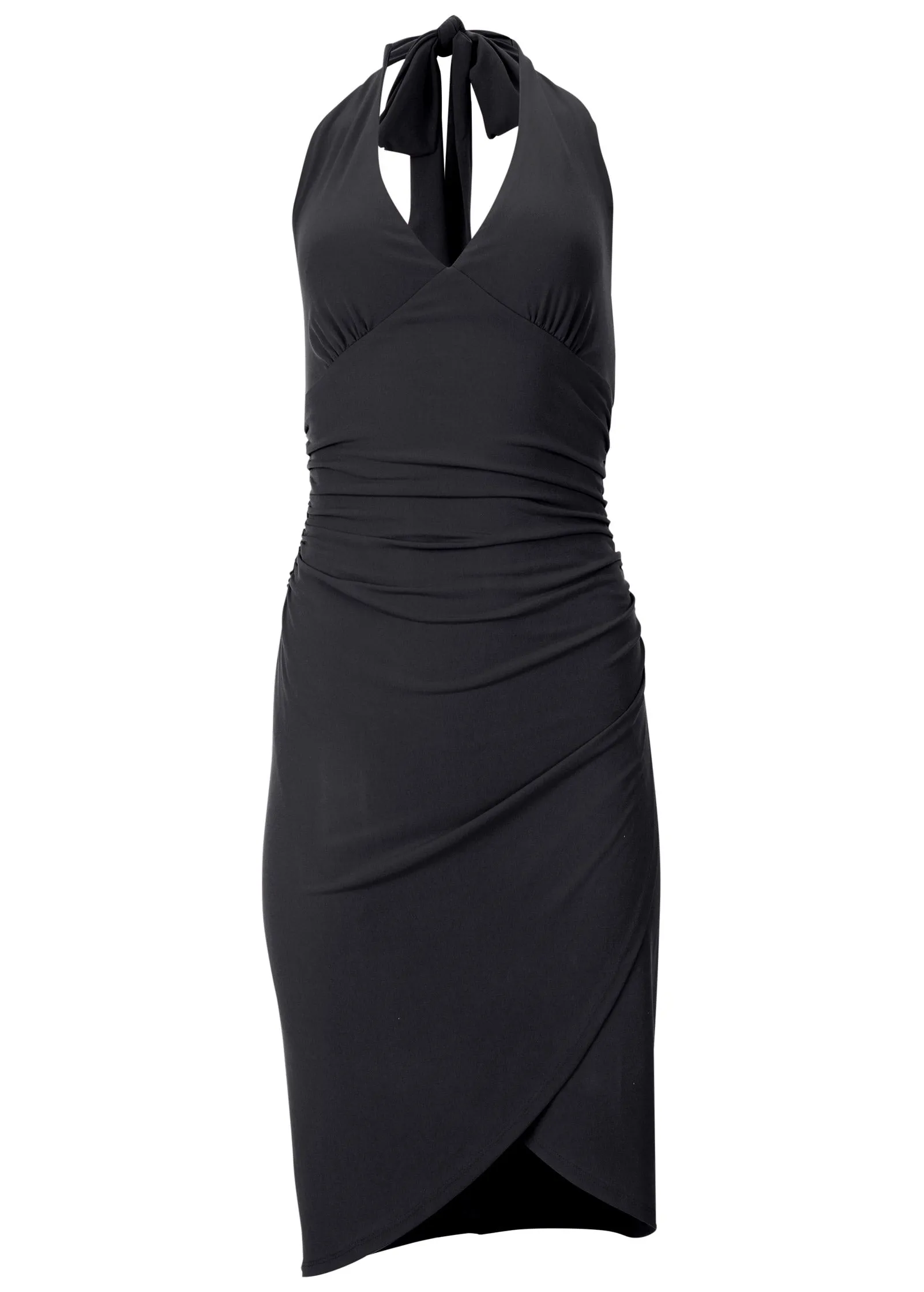 Halter Wrap Dress - Black