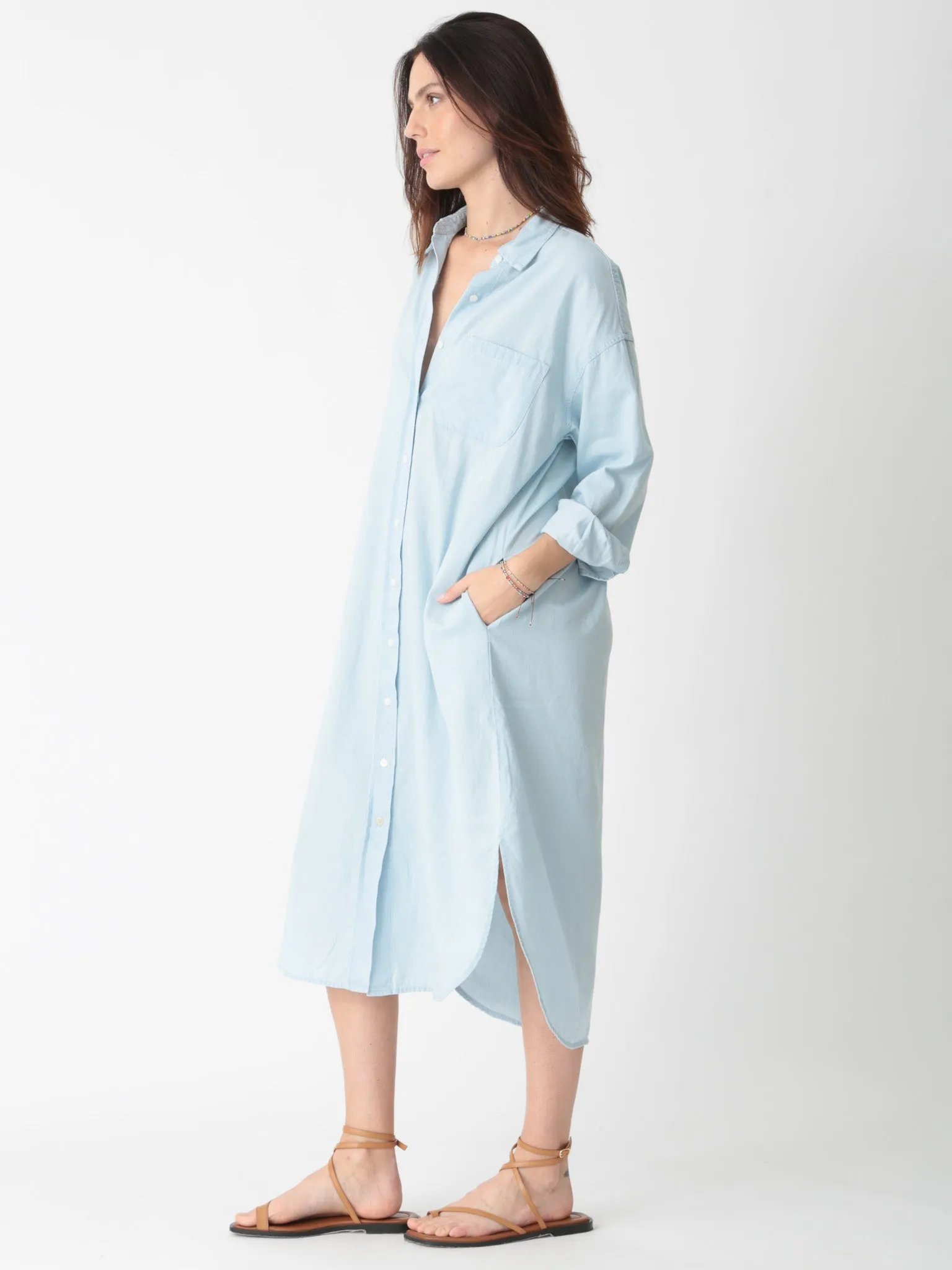 Hazel Shirt Dress - Sky Blue