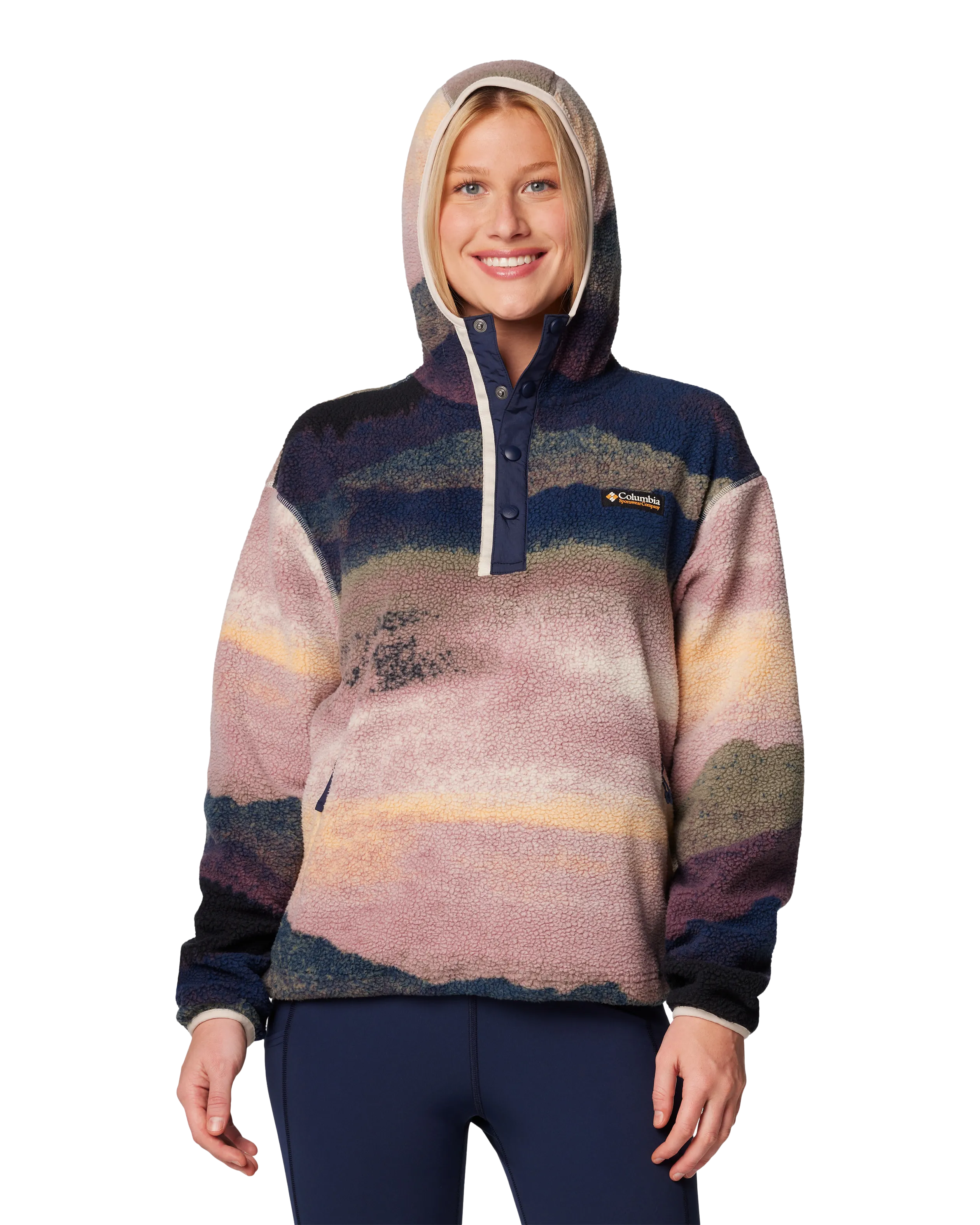 Helvetia II Printed Hoodie Fleece Jacket in Collegiate Navy Dolomites