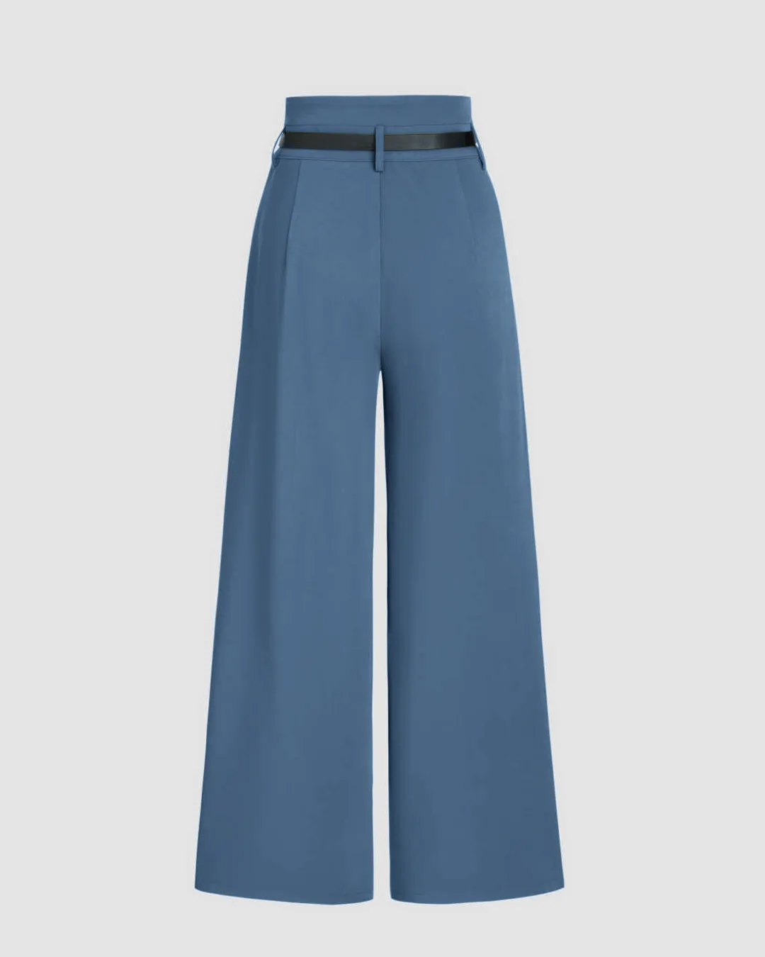 High Waist Pleated Trouser In Blue