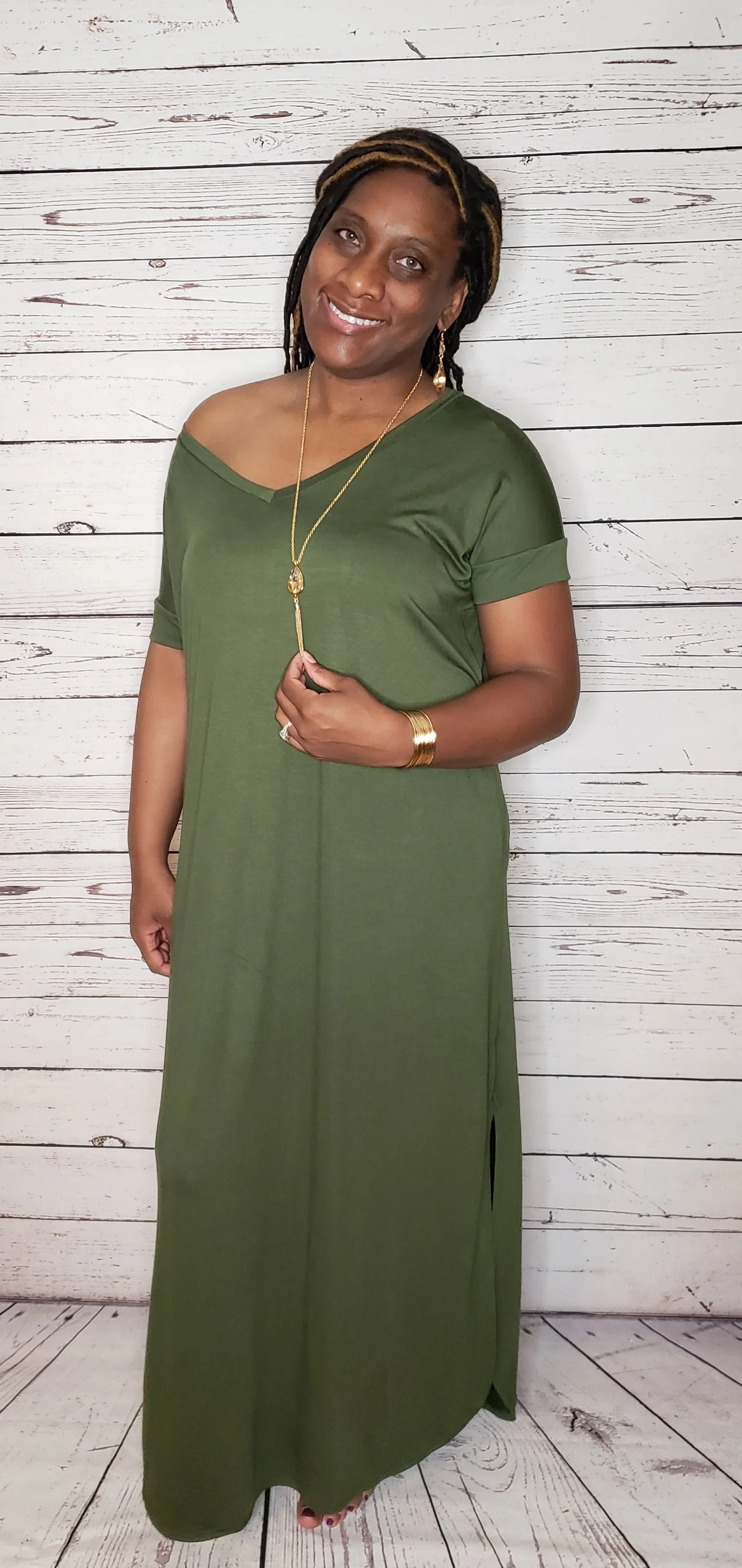 I Am Purposed Dress (Army Green - Plus Size)