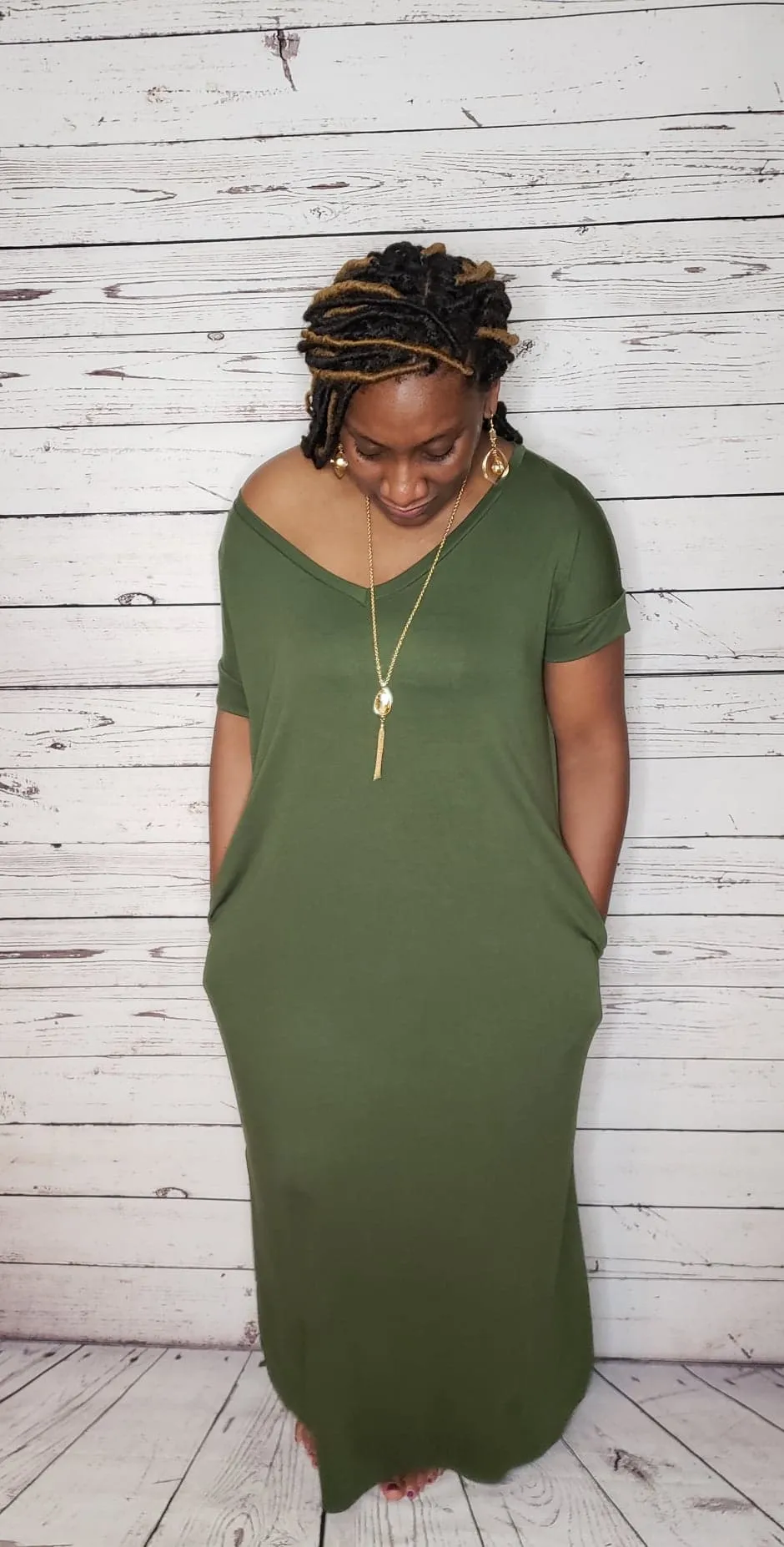 I Am Purposed Dress (Army Green - Plus Size)