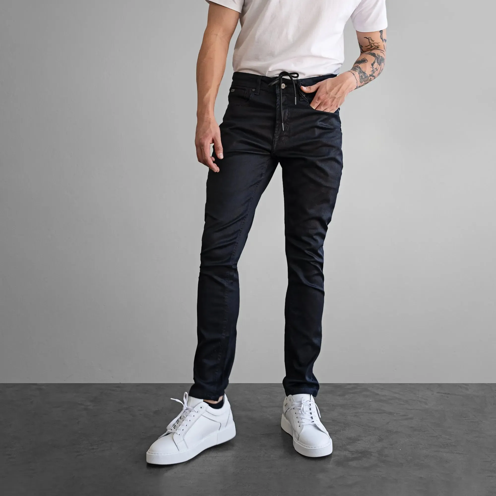 Iconic Shadow Wax Coated Slim Fit Jeans