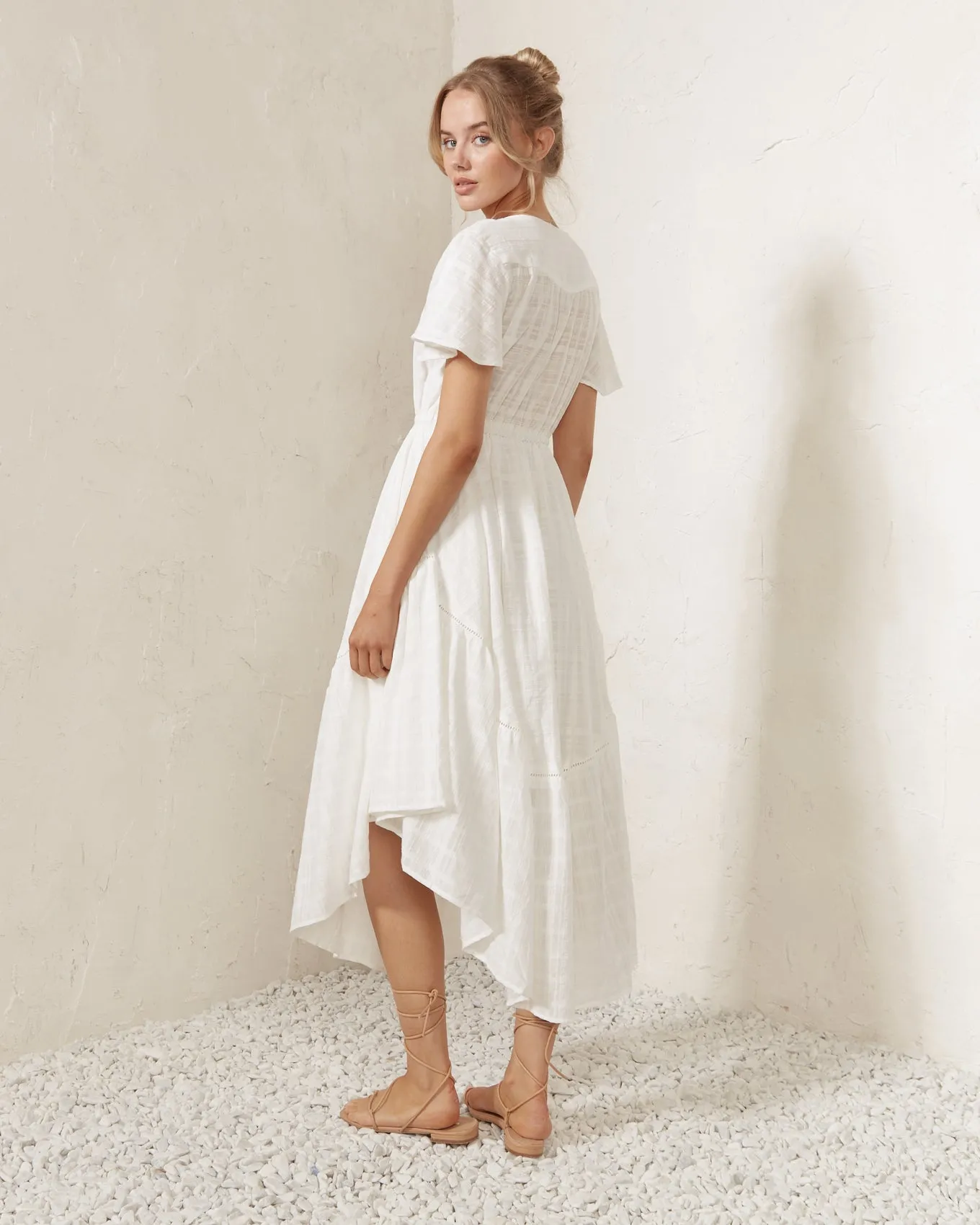 Ina White Midi Dress