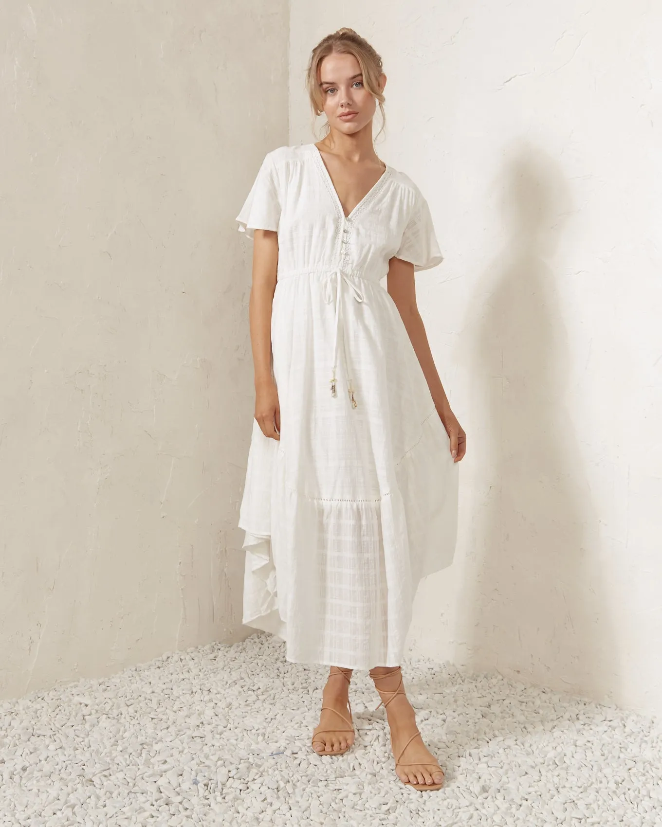 Ina White Midi Dress