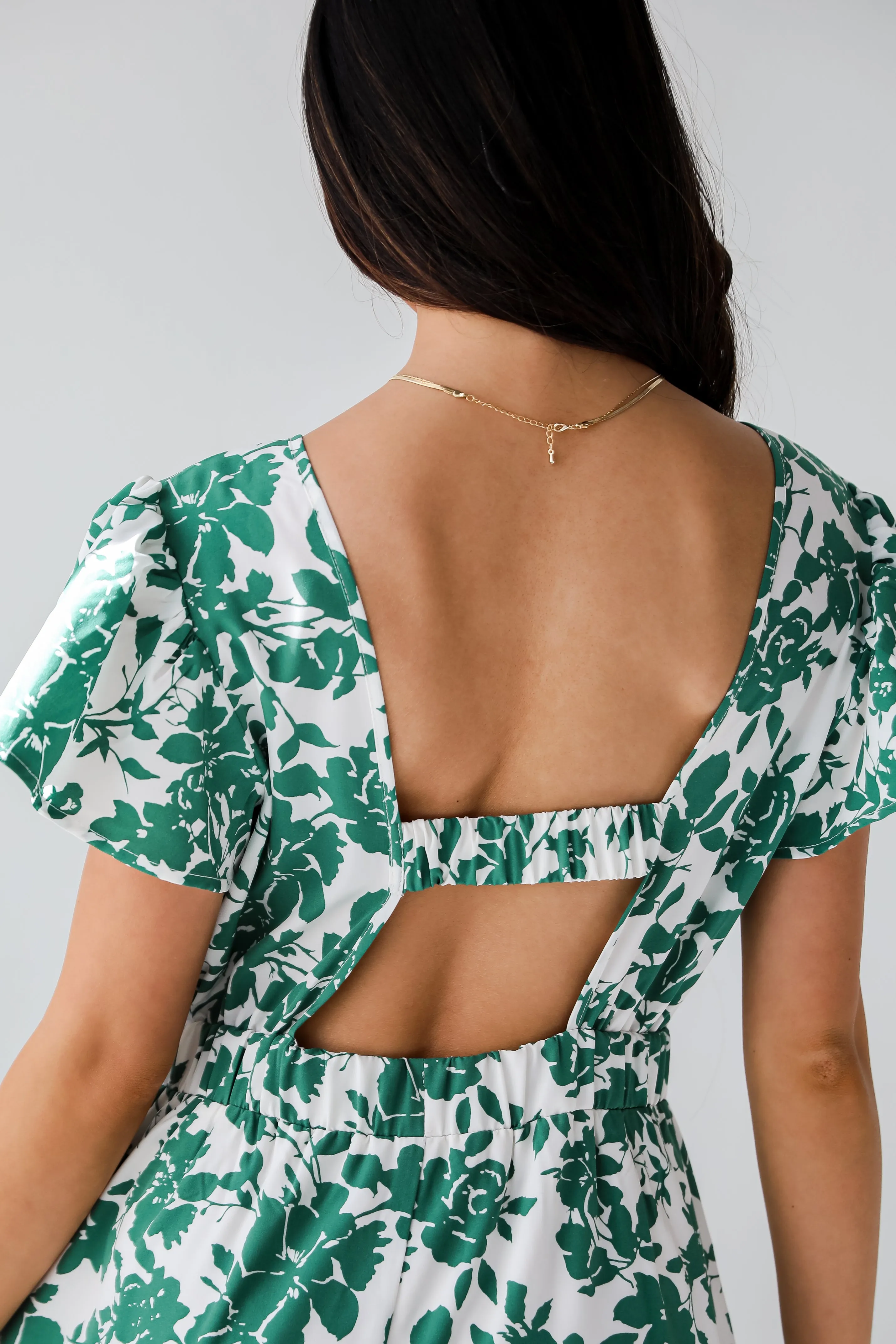 Island Sunsets Green Floral Midi Dress