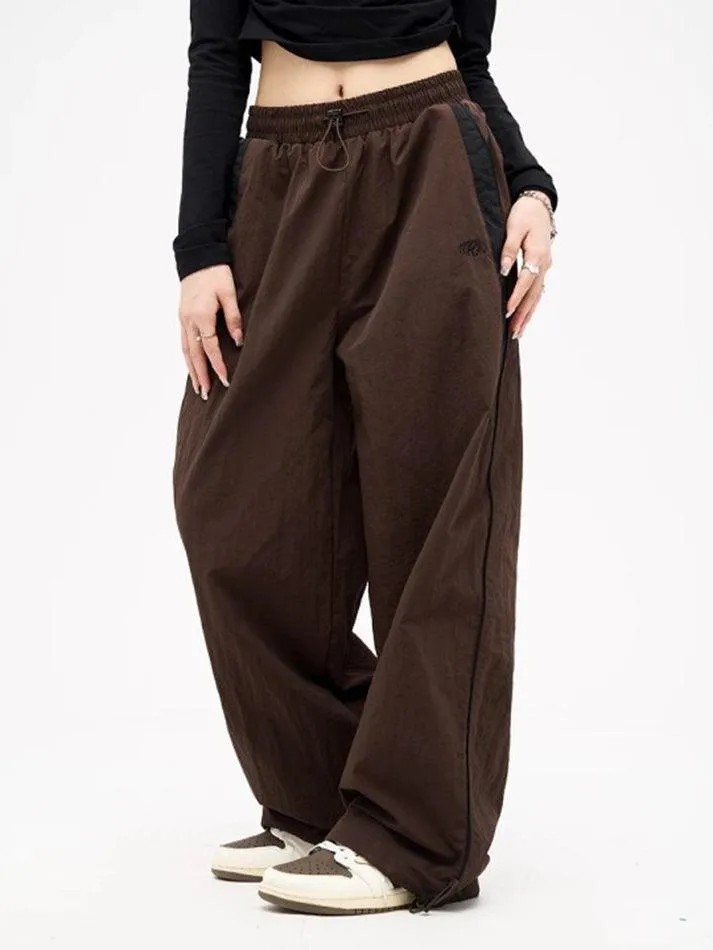 Joskaa Contrast Piping Black Baggy Sweatpants