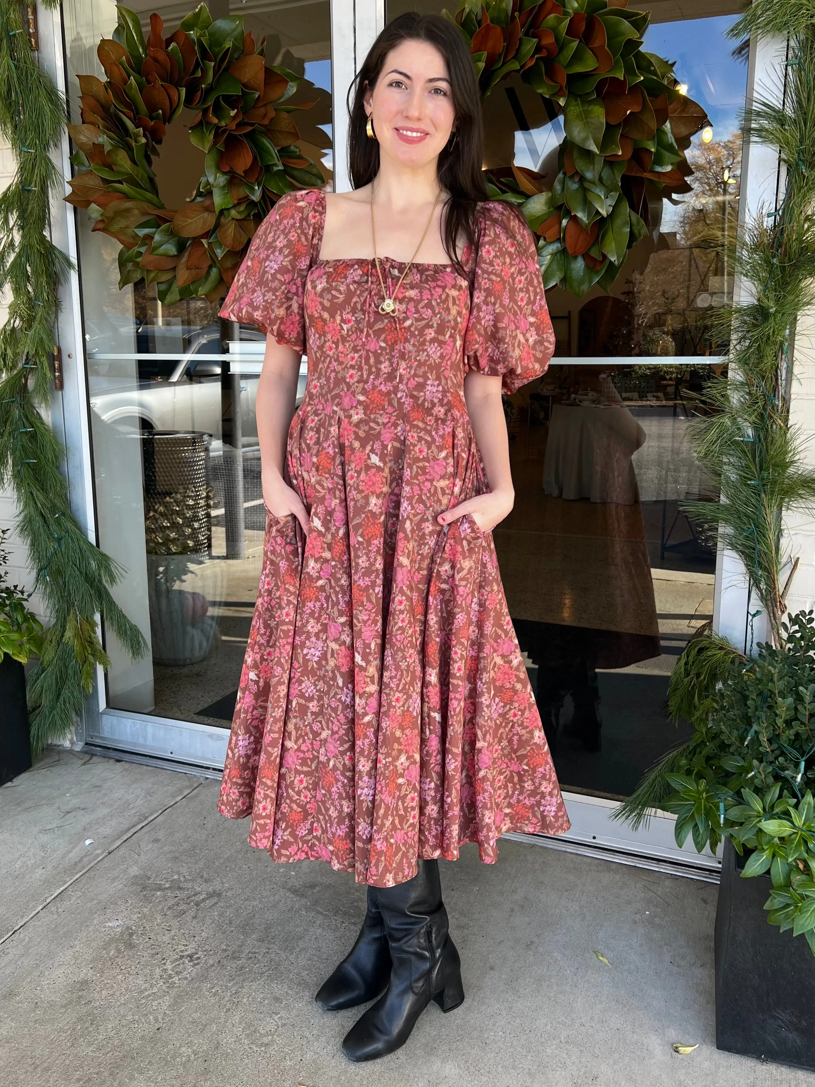 Julie Puff Sleeve Floral Dress