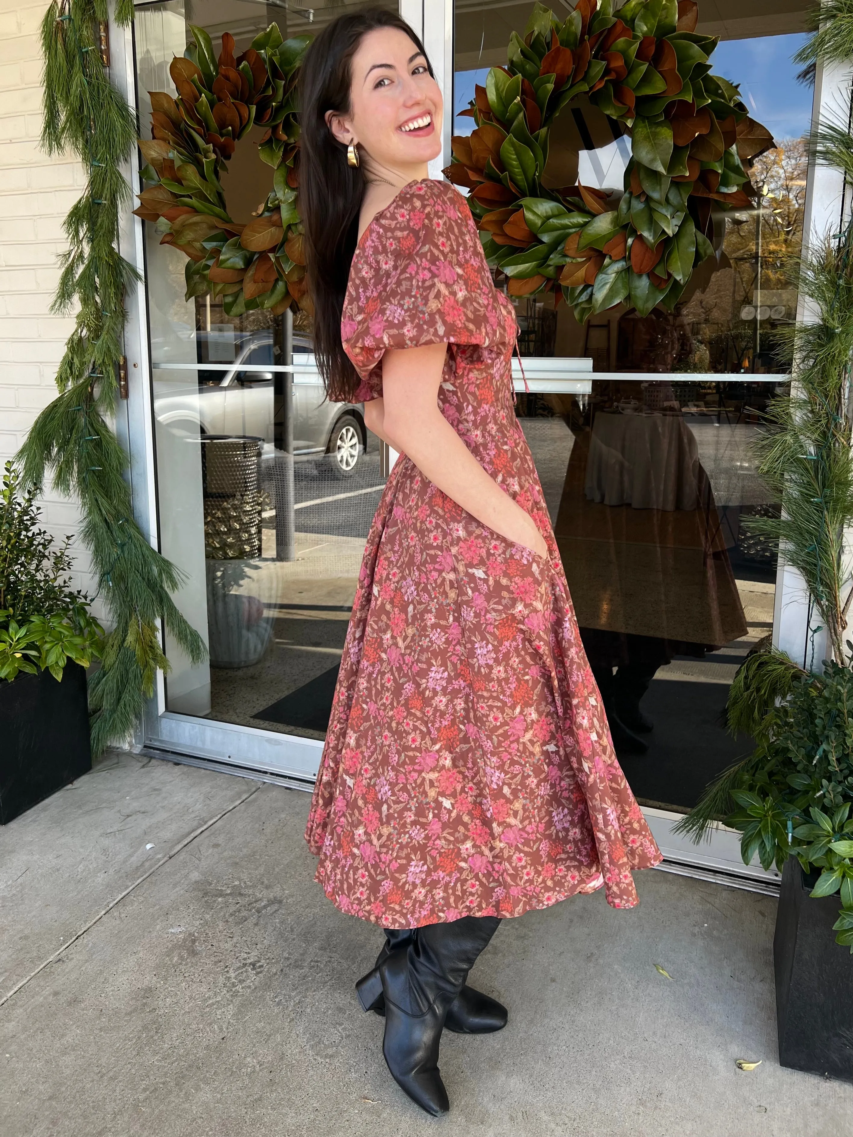 Julie Puff Sleeve Floral Dress