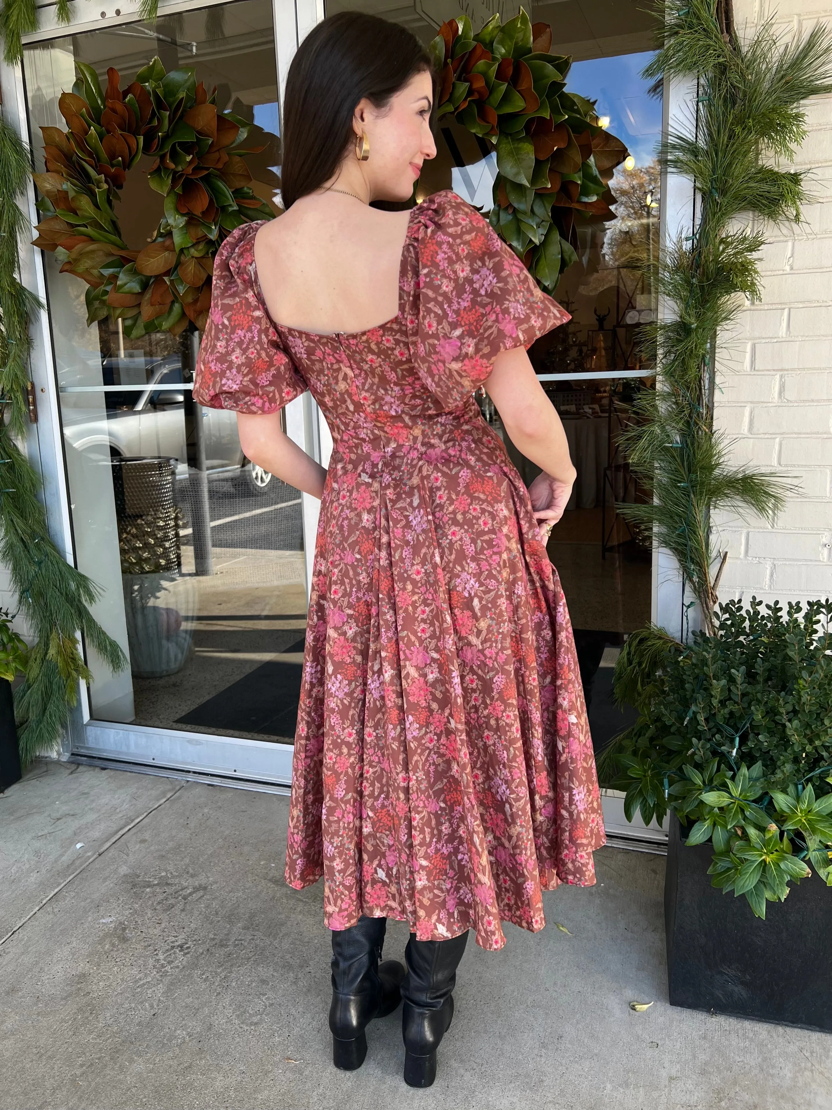 Julie Puff Sleeve Floral Dress