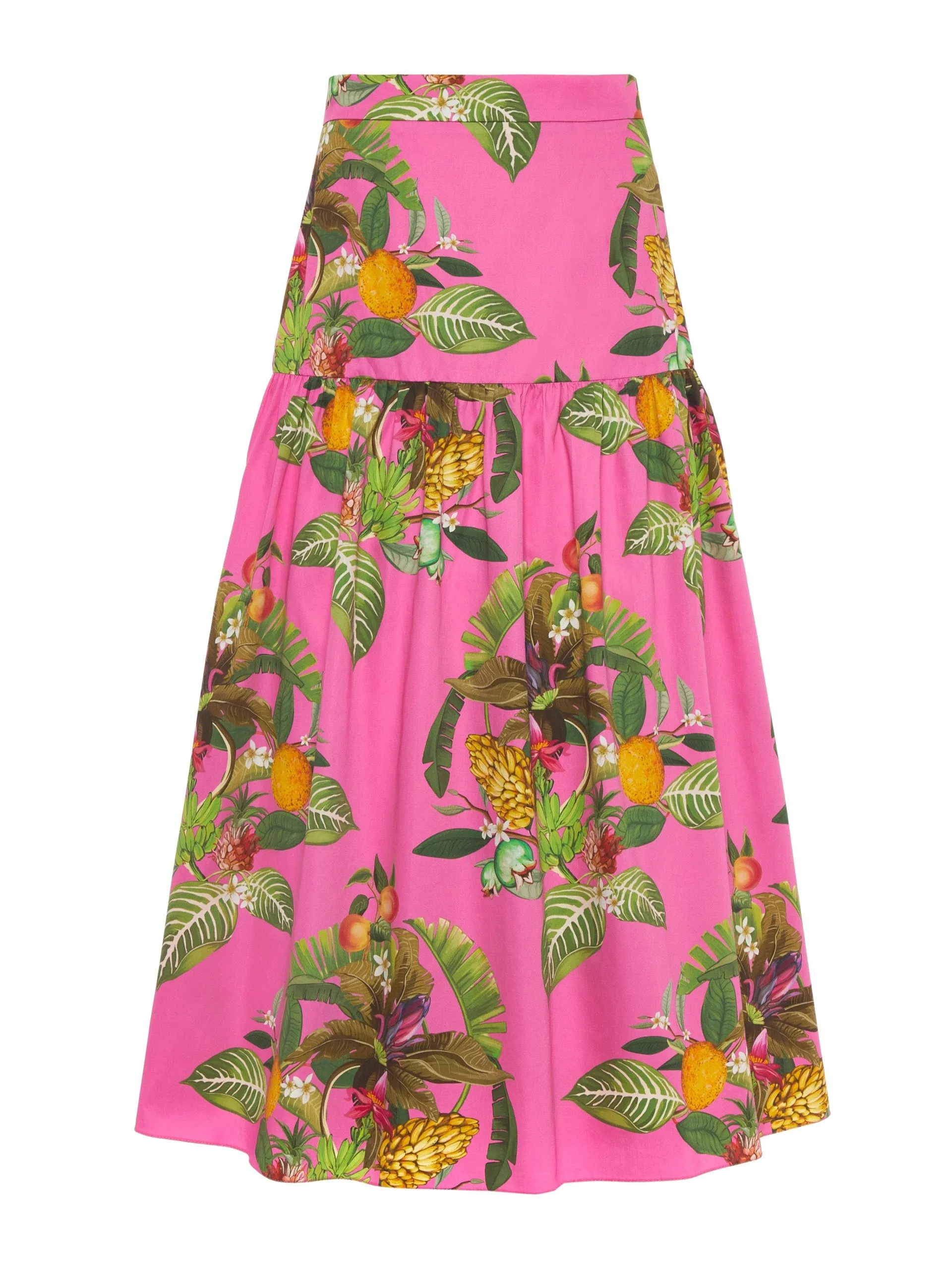 June cotton midi skirt, calypso pink