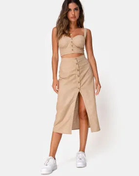 Kaisa Midi Skirt in Taupe