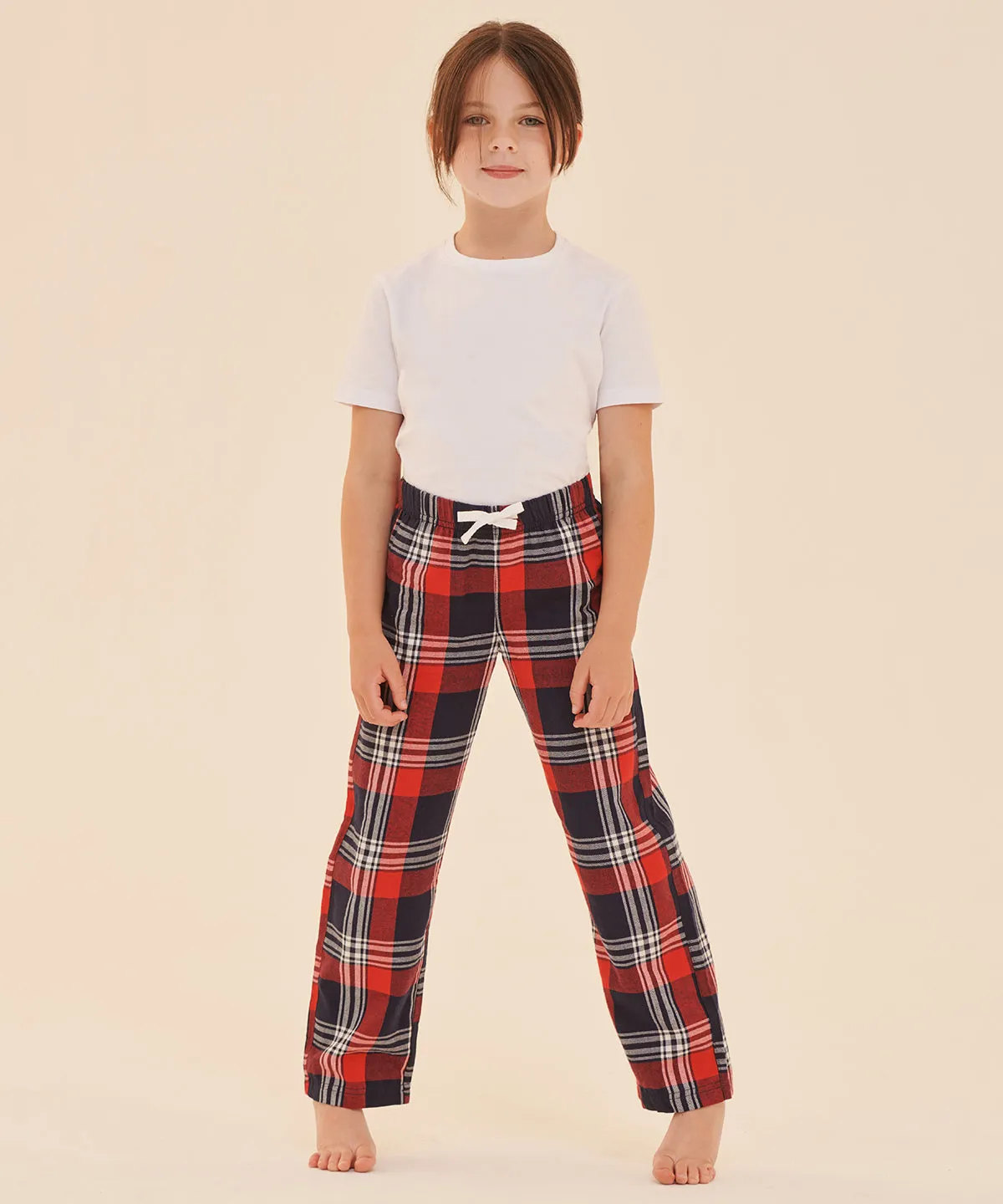 Kids tartan lounge pants | White/Pink Check