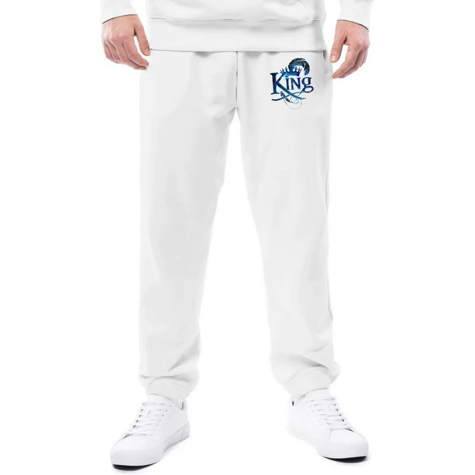 KING 02-01 White Men's Designer Sweatpants