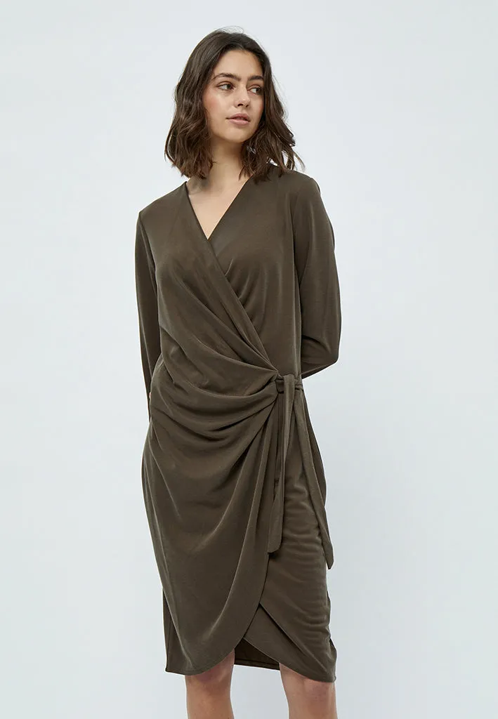 Lana Wrap Dress - SLATE BROWN