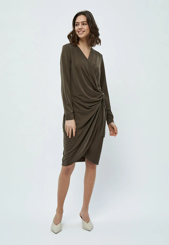 Lana Wrap Dress - SLATE BROWN