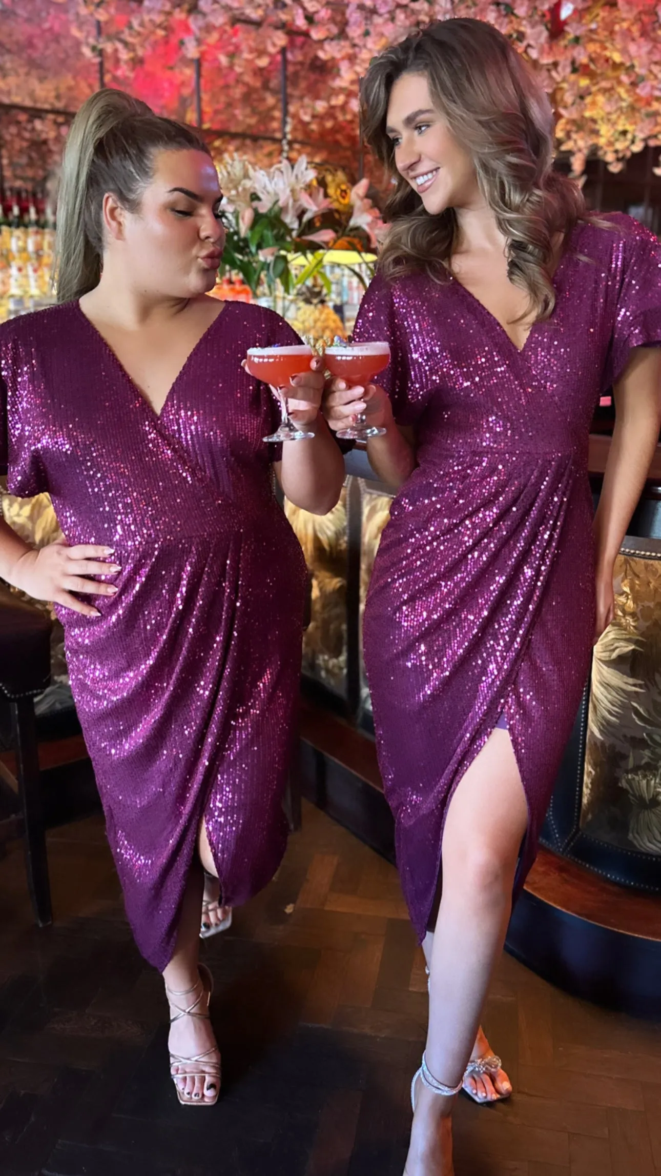 Landan Purple Sequin Wrap Over Maxi Dress