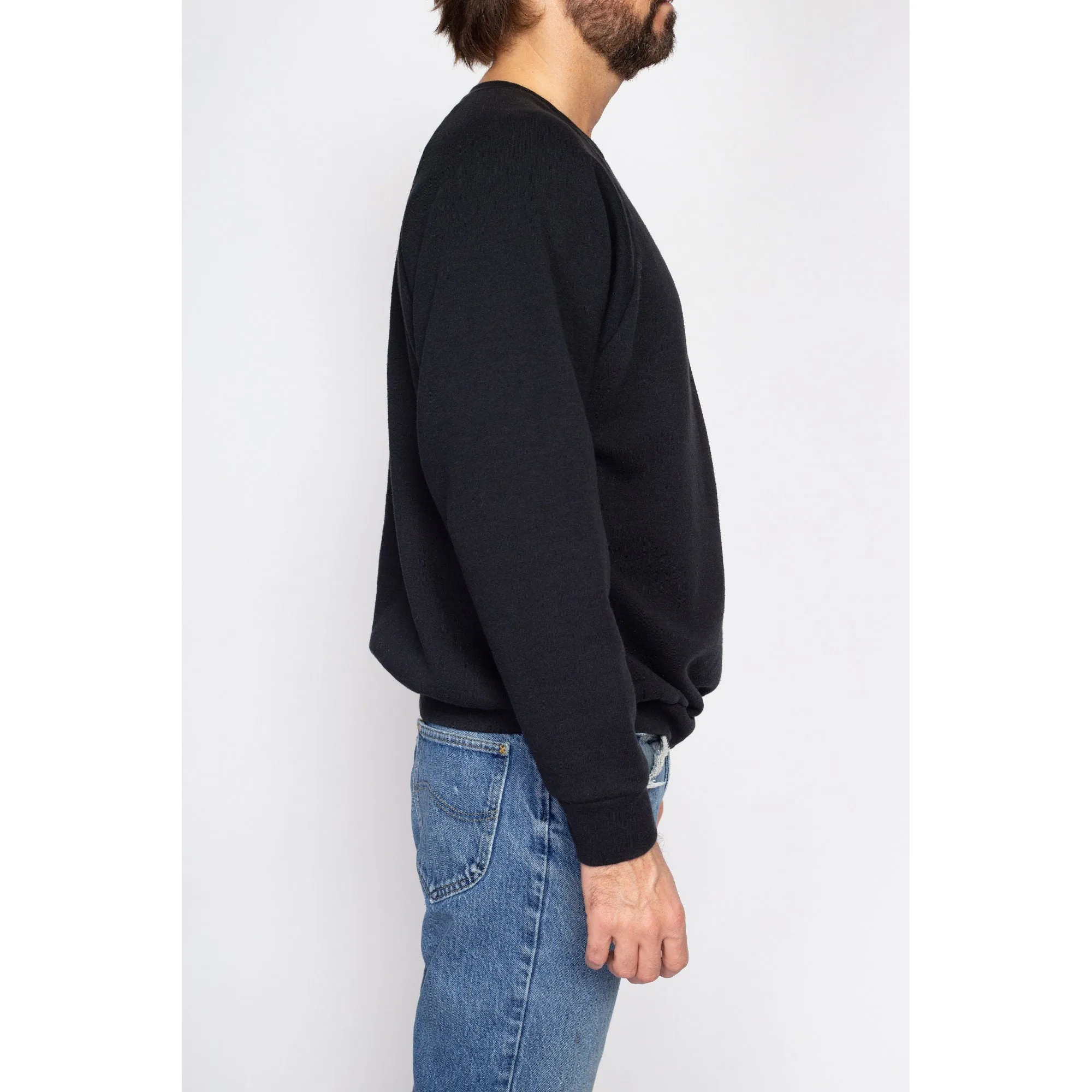 Large 90s Black Crewneck Raglan Sweatshirt