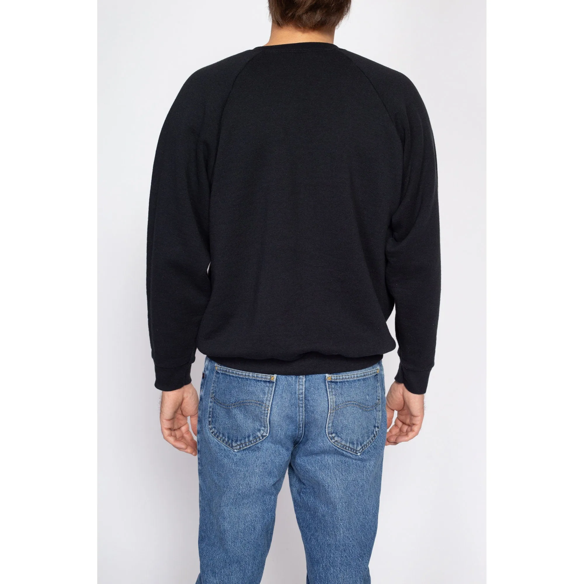 Large 90s Black Crewneck Raglan Sweatshirt