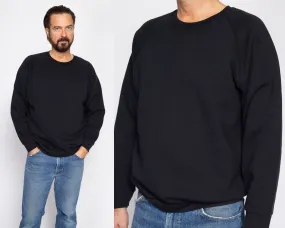 Large 90s Black Crewneck Raglan Sweatshirt