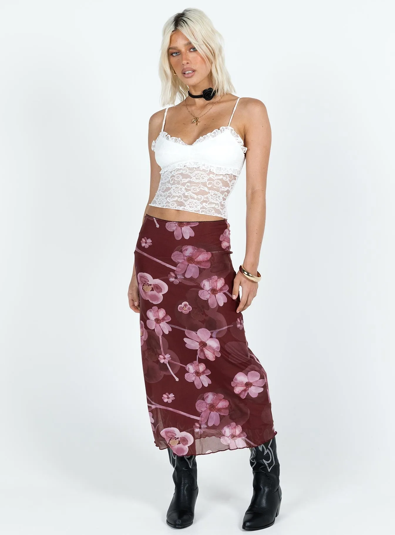 Lassie Midi Skirt Purple Floral