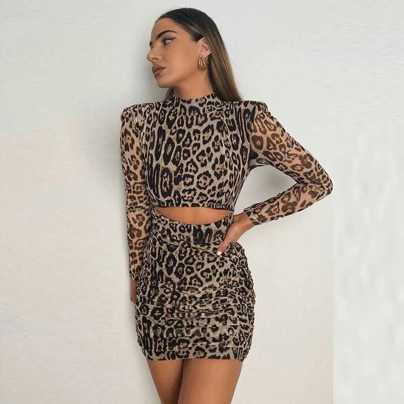 Leopard Long Sleeves-Skirt Set