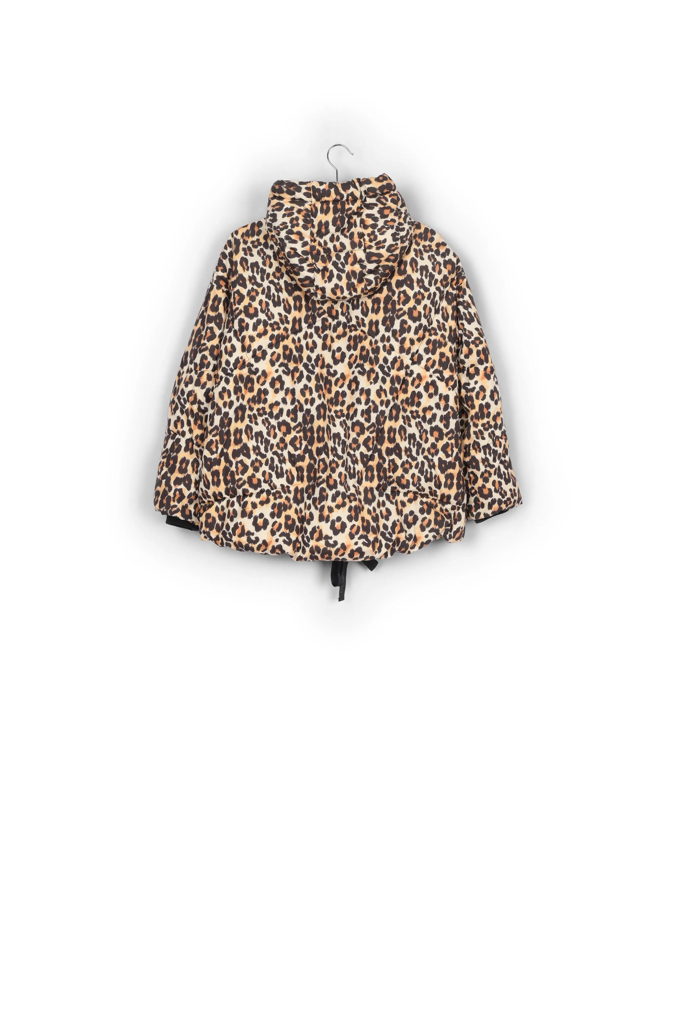 Leopard-print hooded puffer jacket