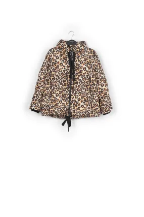 Leopard-print hooded puffer jacket