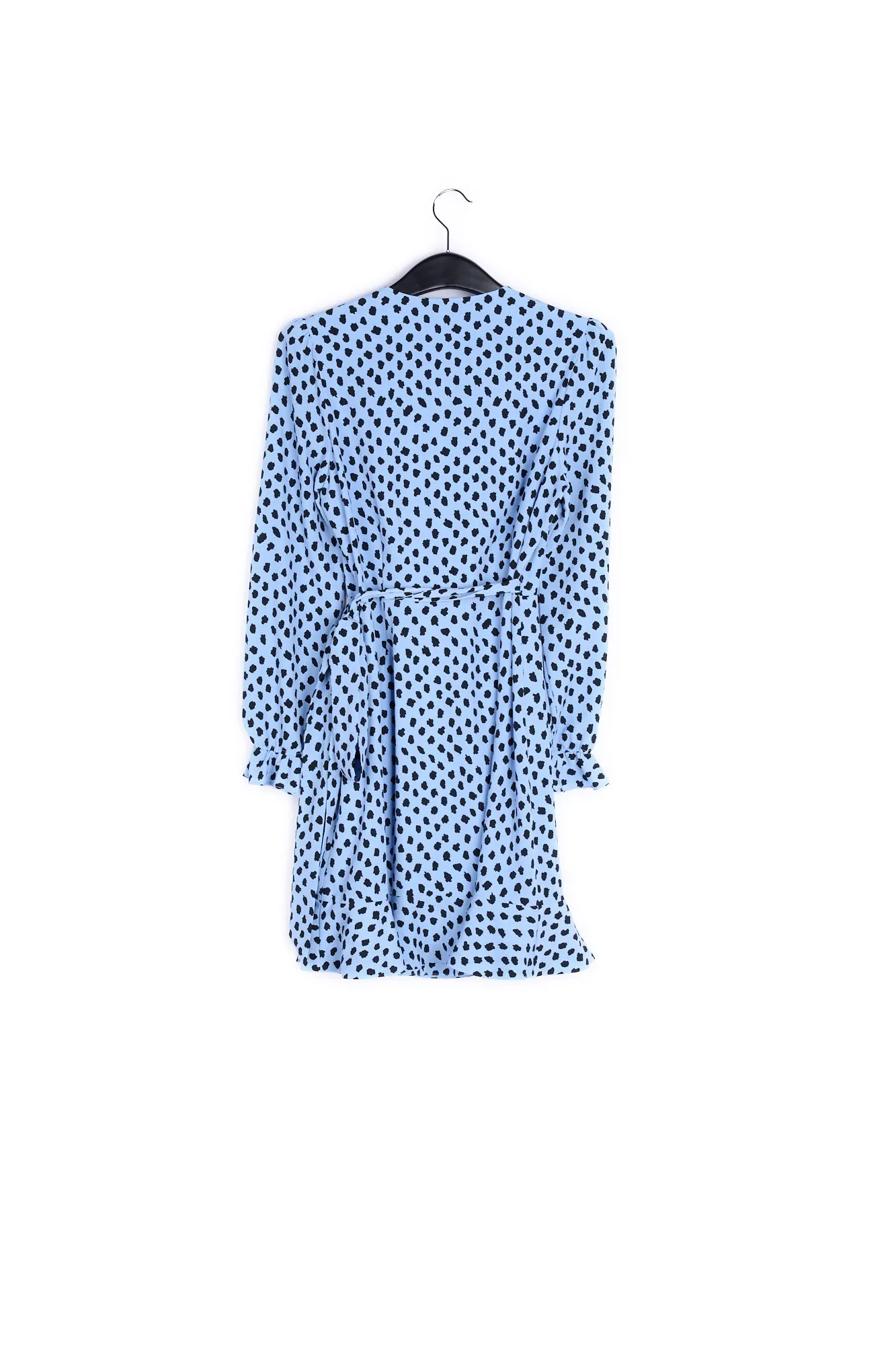 Light blue polka dot wrap mini dress