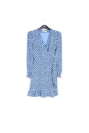 Light blue polka dot wrap mini dress