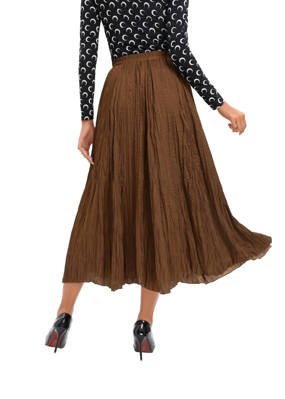 Lightweight Wrinkle Midi Skirt (One Size)