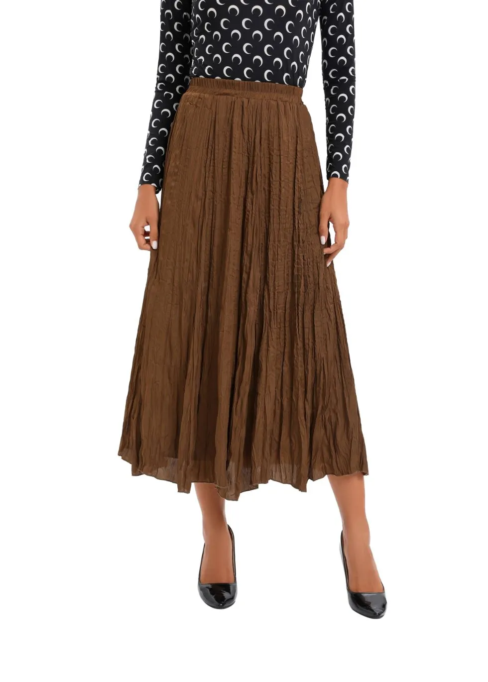 Lightweight Wrinkle Midi Skirt (One Size)