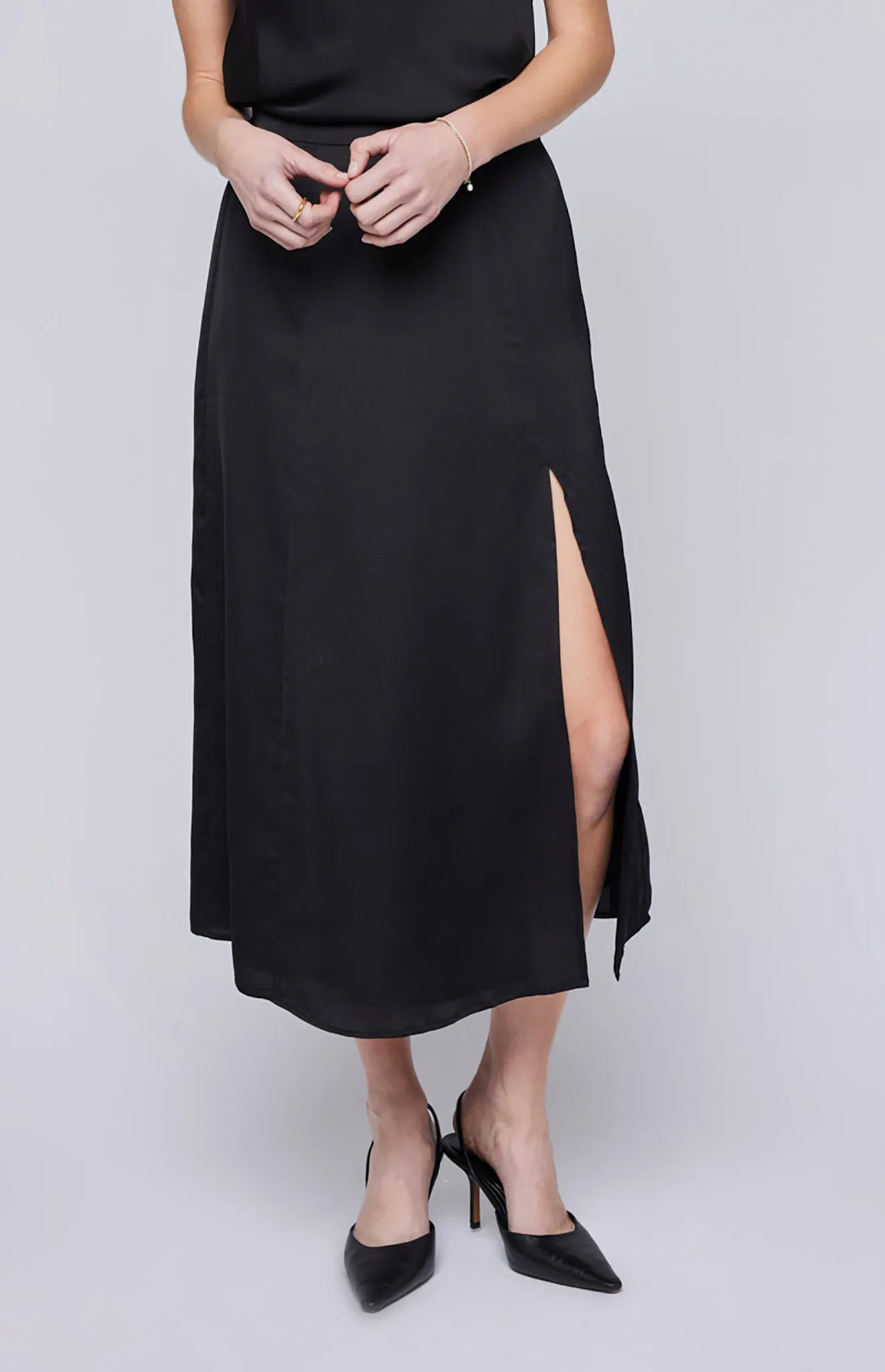 Lindy Satin Midi Skirt