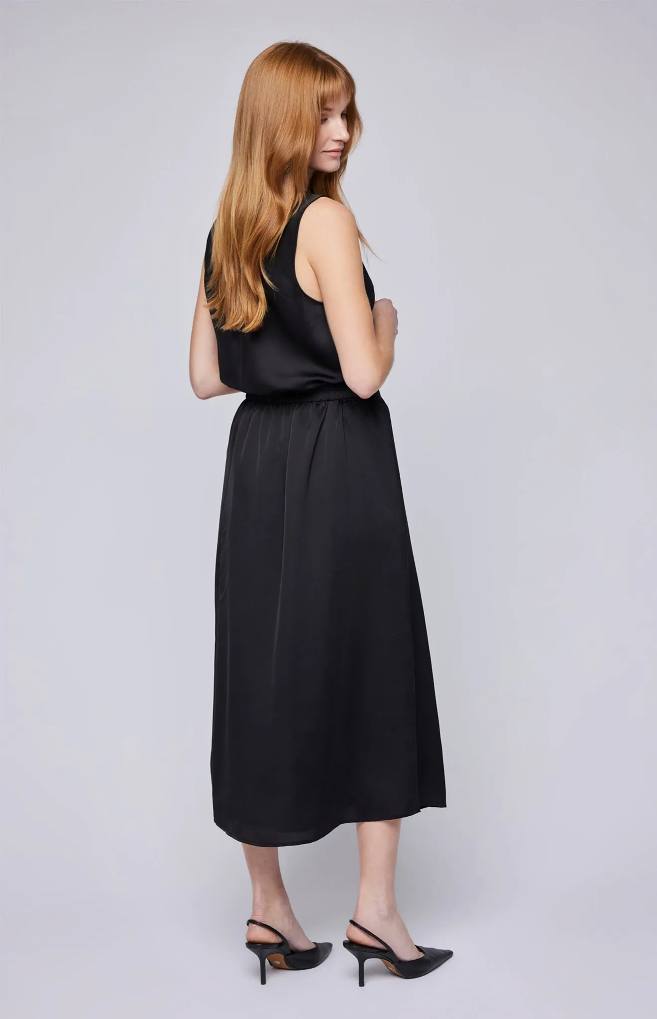 Lindy Satin Midi Skirt