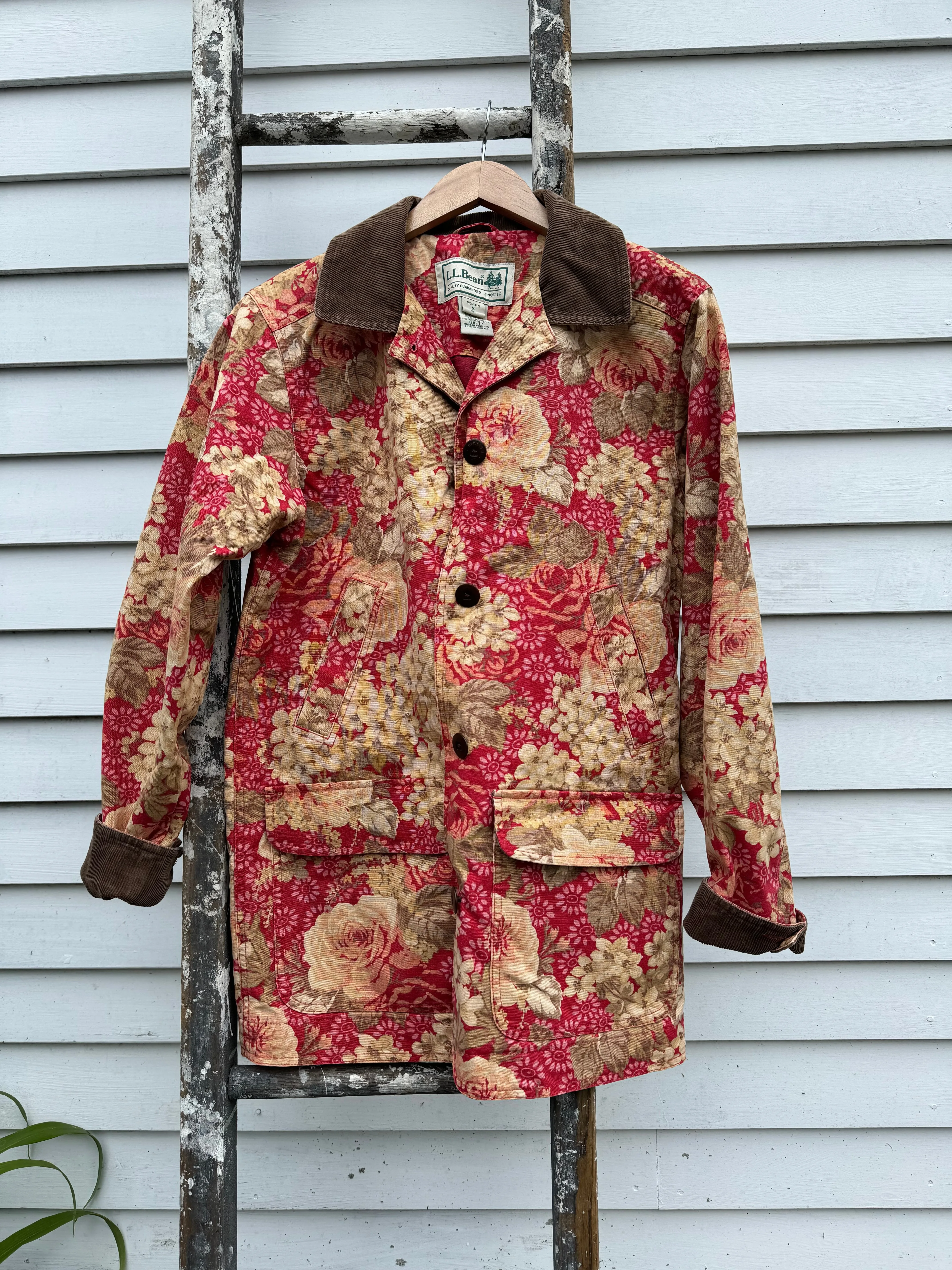 LL Bean Floral Canvas Barn Coat