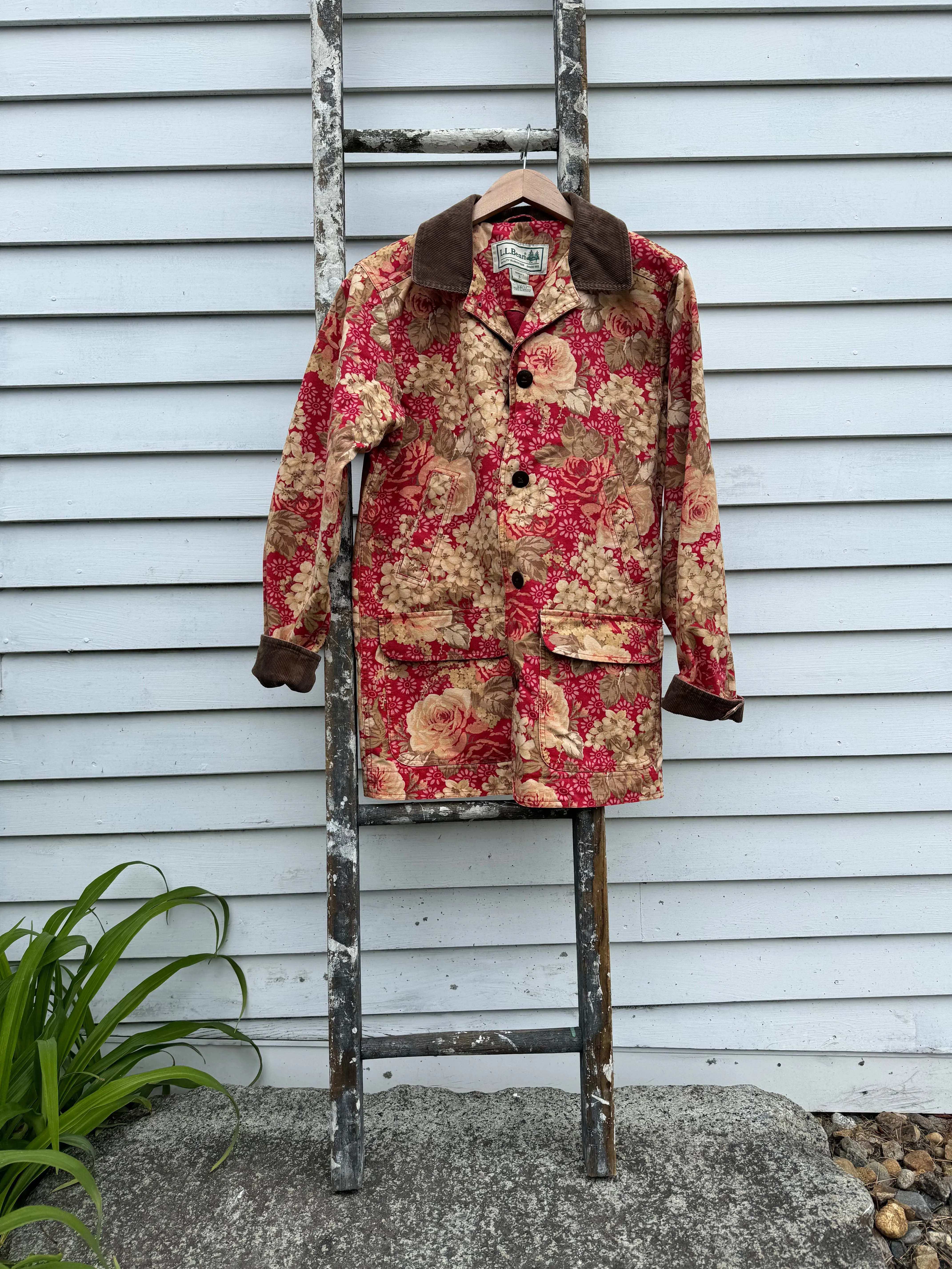 LL Bean Floral Canvas Barn Coat