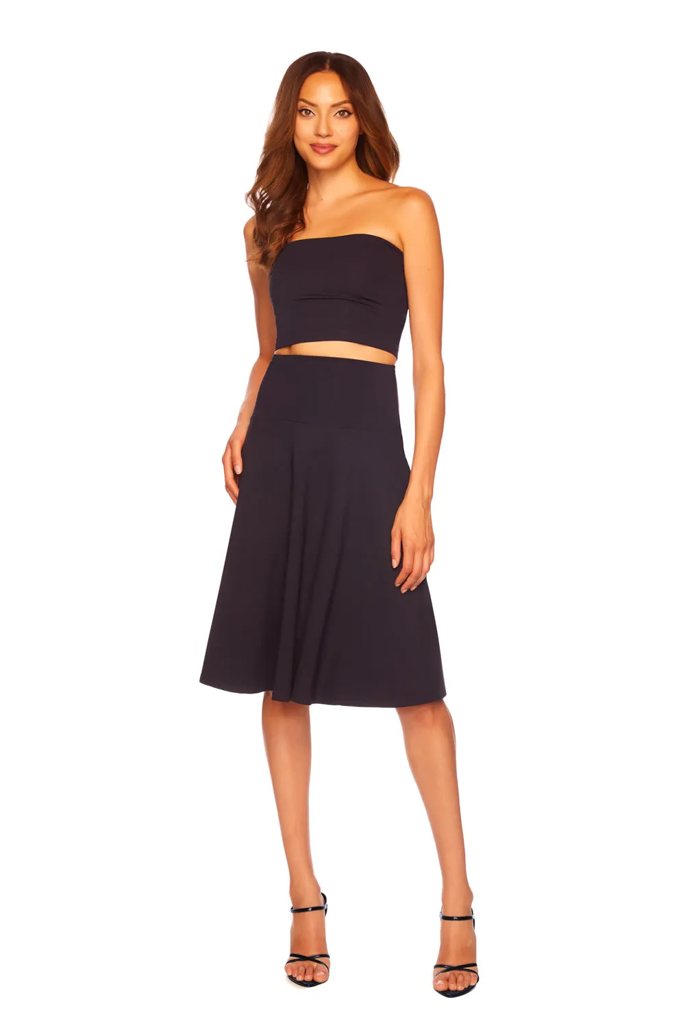 long high waist flare skirt