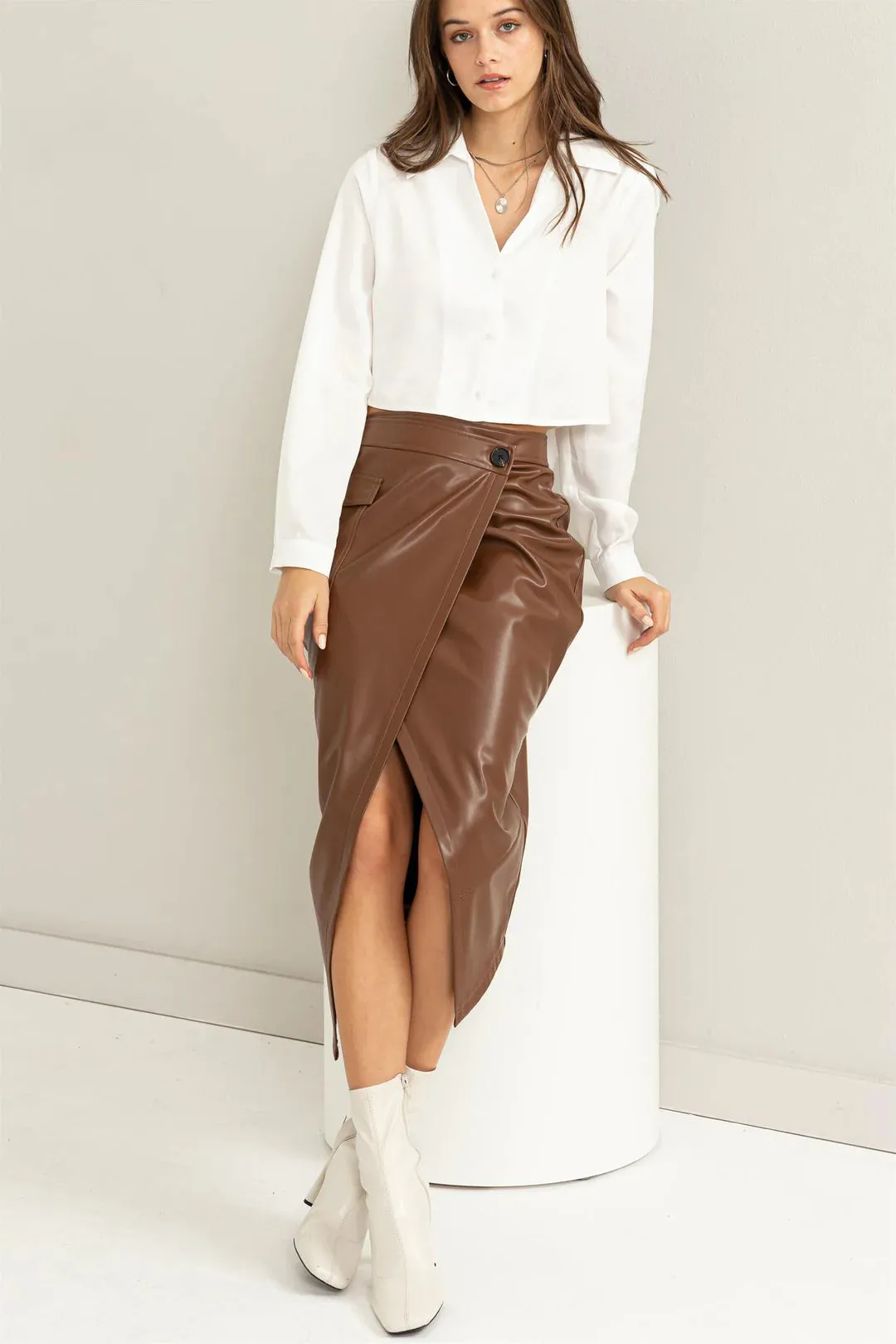 Love Vibes High-Waisted Wrap Midi Skirt