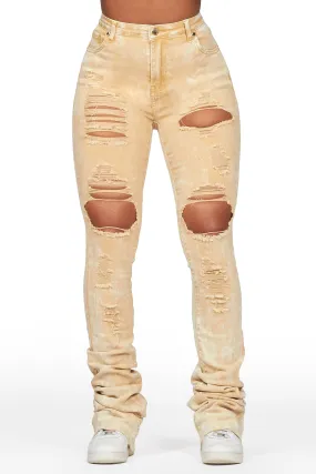 Lovin' Tan Distressed Super Stacked Jean